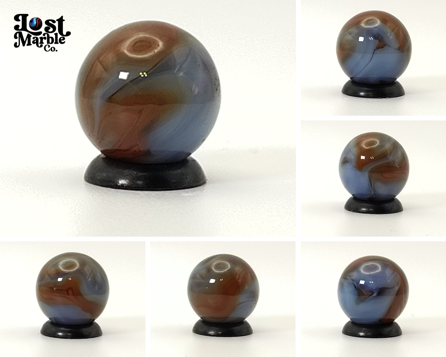 5/8" Alley Agate Ghost Marble Red Blue NM+