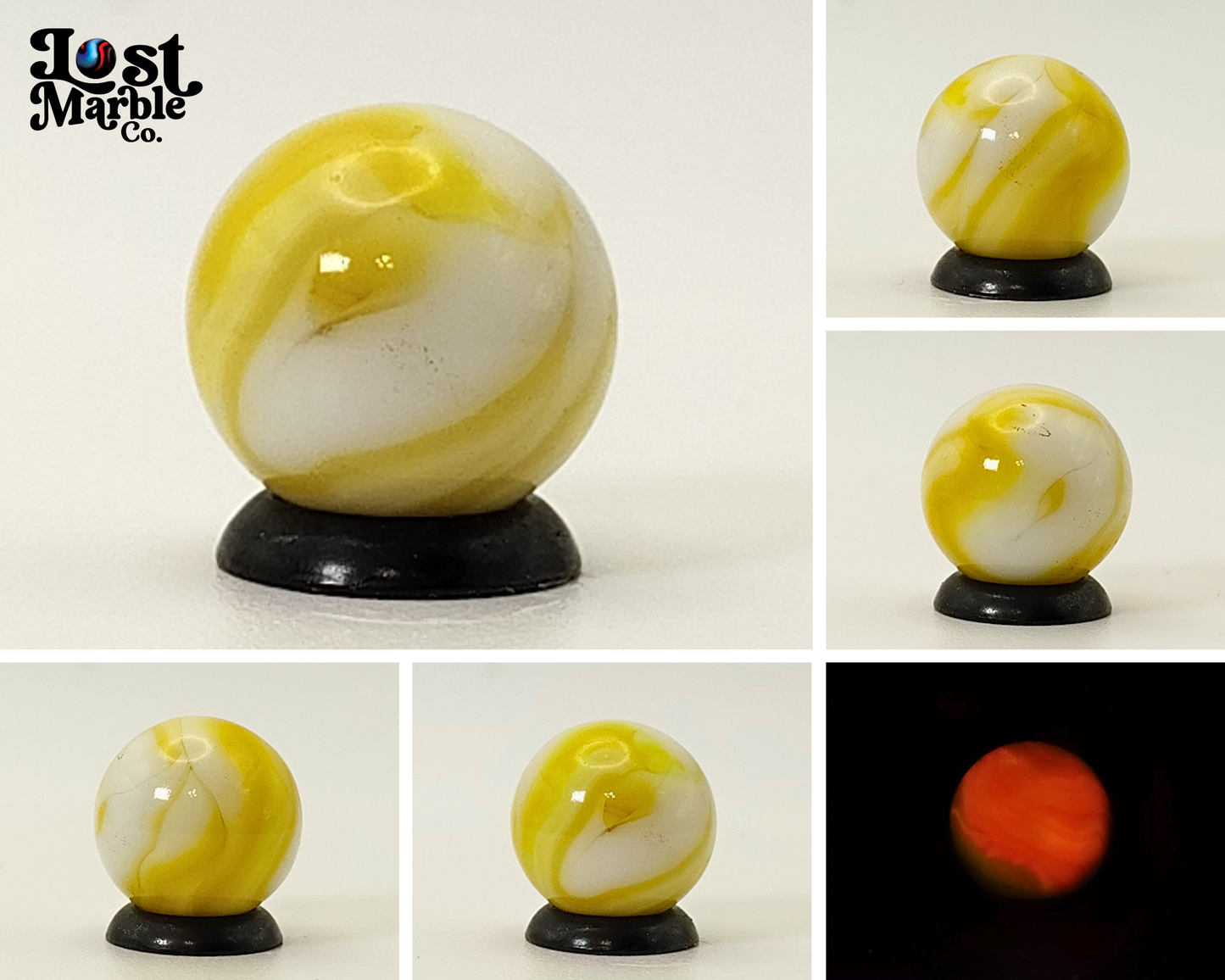5/8" Swirl Marble Yellow & White UV NM+