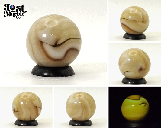 5/8" Swirl Marble Cream Base Tan Brown Manganese Glow NM