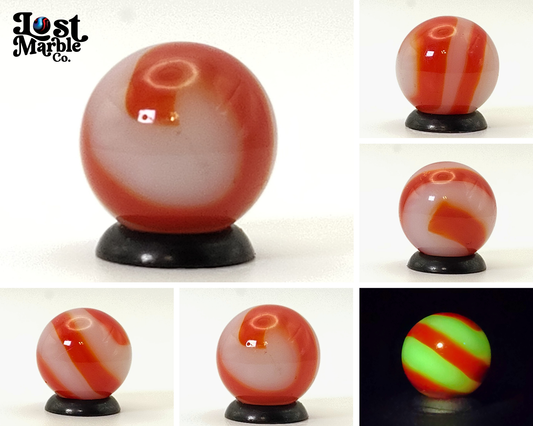 5/8" Akro Agate Corkscrew Marble Red & White URANIUM NM