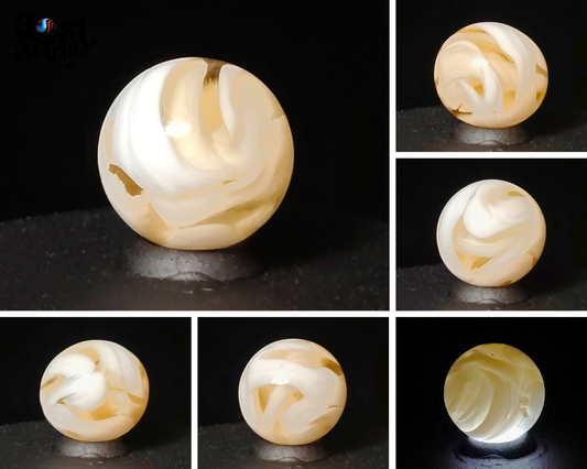 11/16" Swirl Marble Pink Translucent Glass with White Opaque Ribbons NM+