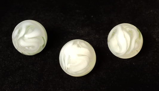 3pk Uranium 5/8" Champion Swirl Marbles Clear with White Ribbons NM++