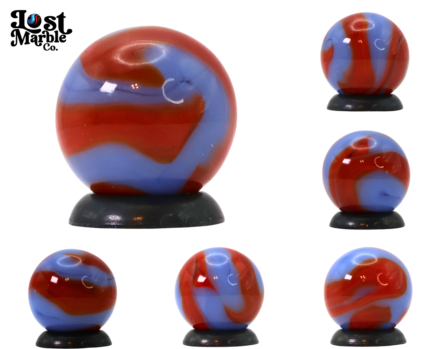 5/8" Red & Blue Swirl Marble NM