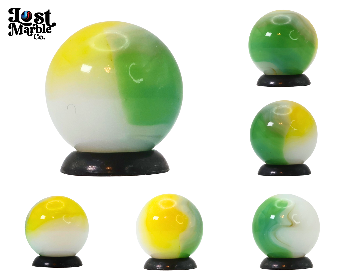 16.5mm Vitro Agate Tri-Lite Marble Yellow Green Tan NM+