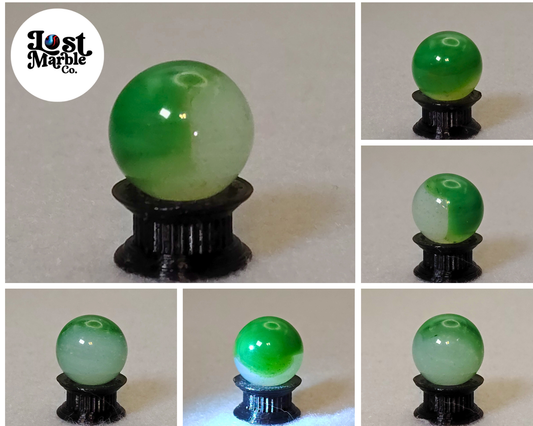 16mm Akro Agate Marble: Mossy Agate Green w/Aventurine NM+