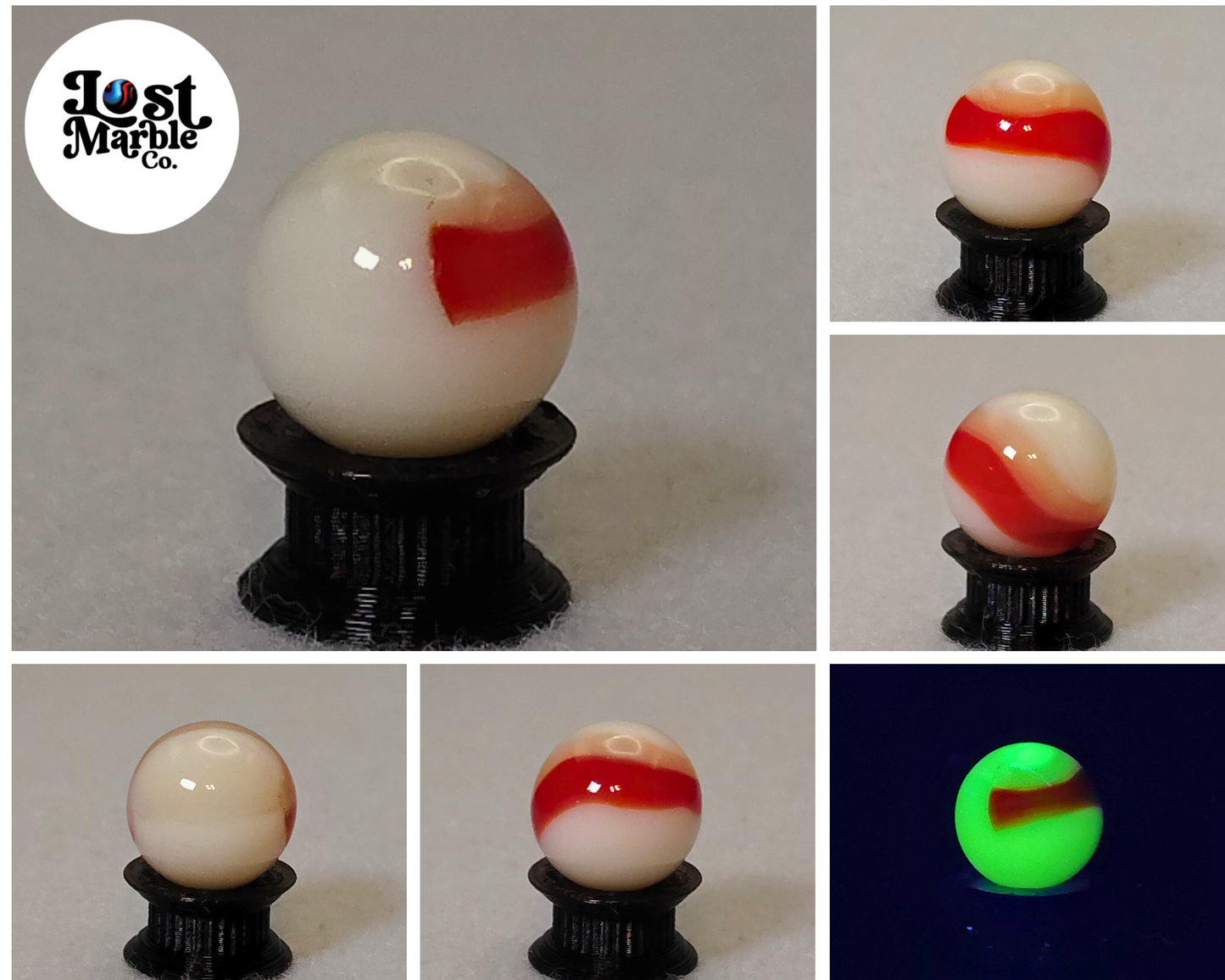 15.5mm Vitro Agate Marble UV NM+ Red & White