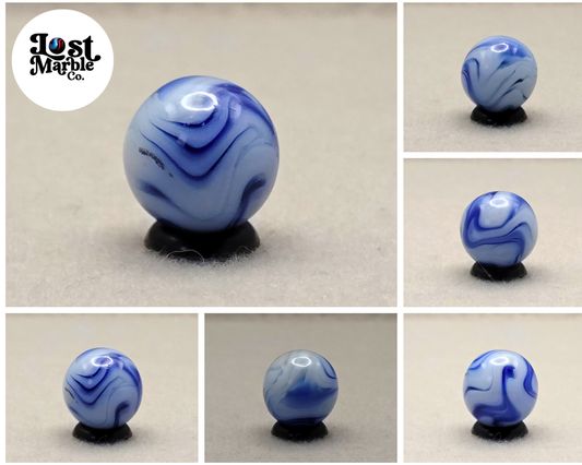 17.5mm Alley Swirl Marble Blue & White Translucent NM+