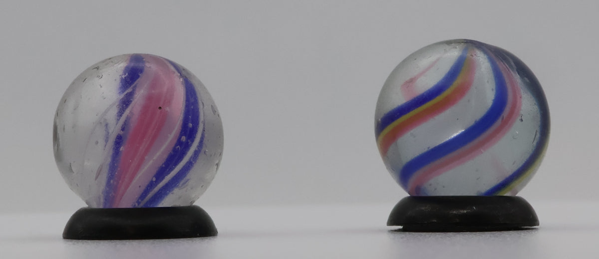 Pair of 9/16" Handmade German Swirl Marbles NM