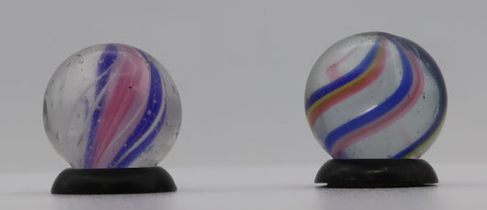 Pair of 9/16" Handmade German Swirl Marbles NM