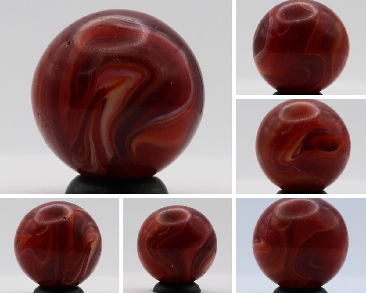 7/8" MFC Red Slag Marble, Turkey Head & small 9 pattern NM+