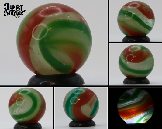 5/8" Akro Agate Popeye Blended Christmas Colors - tri-color NM