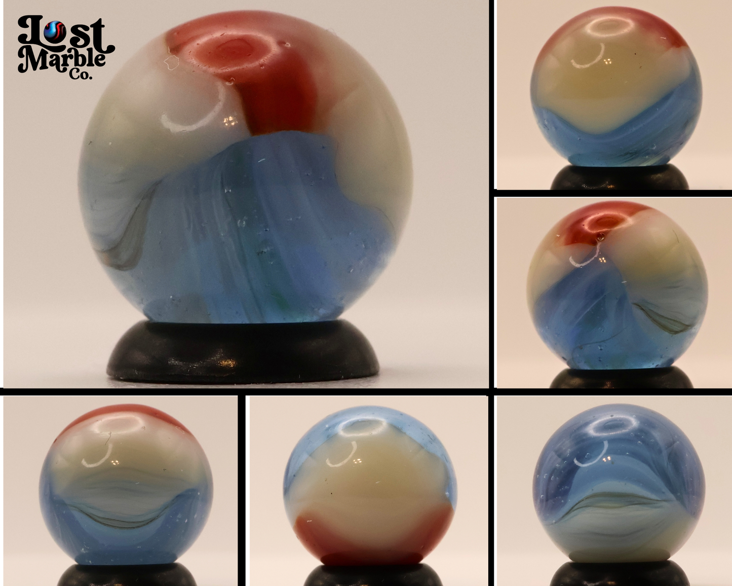 5/8" Vitro Agate Helmet Marble Blue NM+
