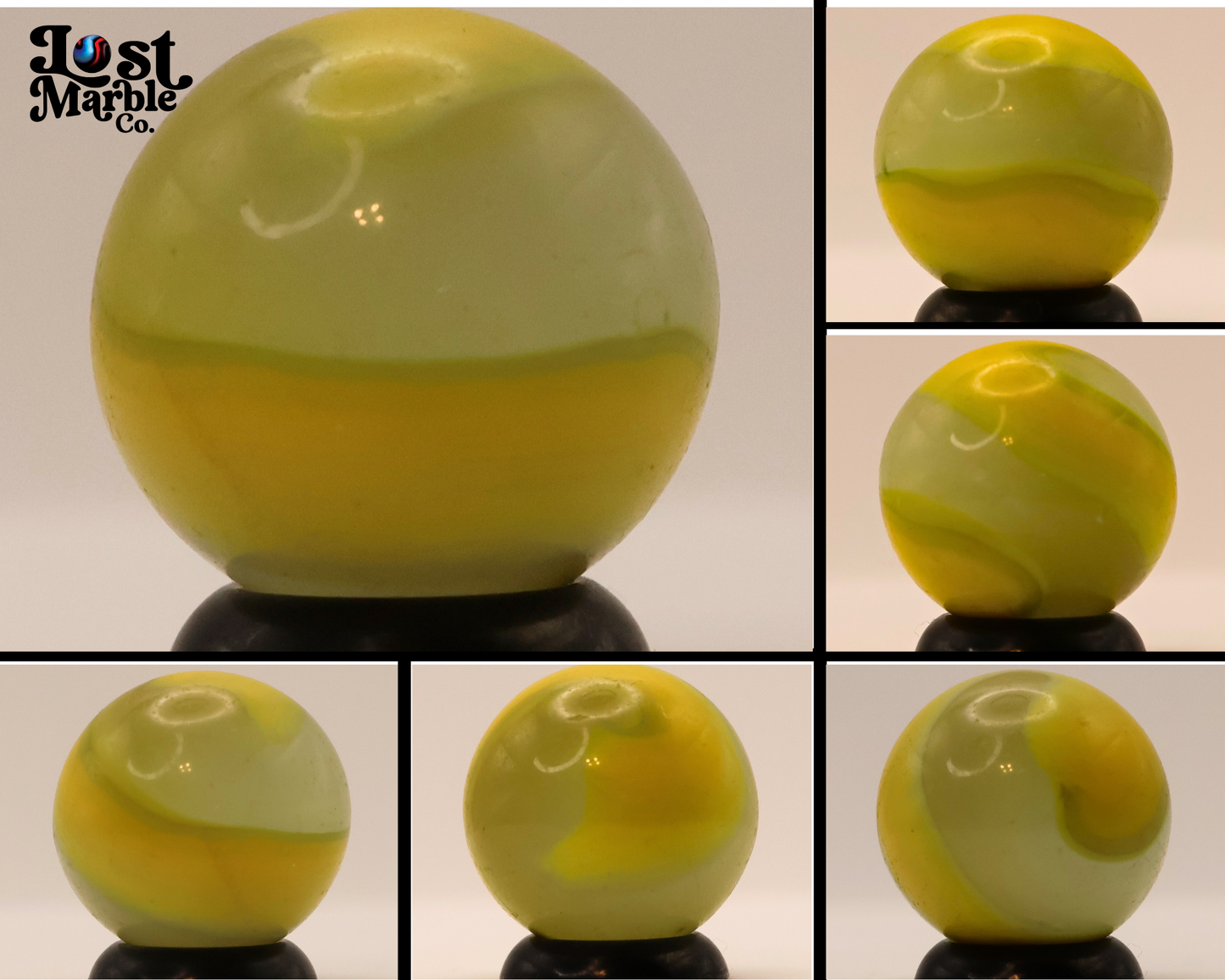 5/8" Akro Agate Snake Marble Mossy Egg Yolk NM