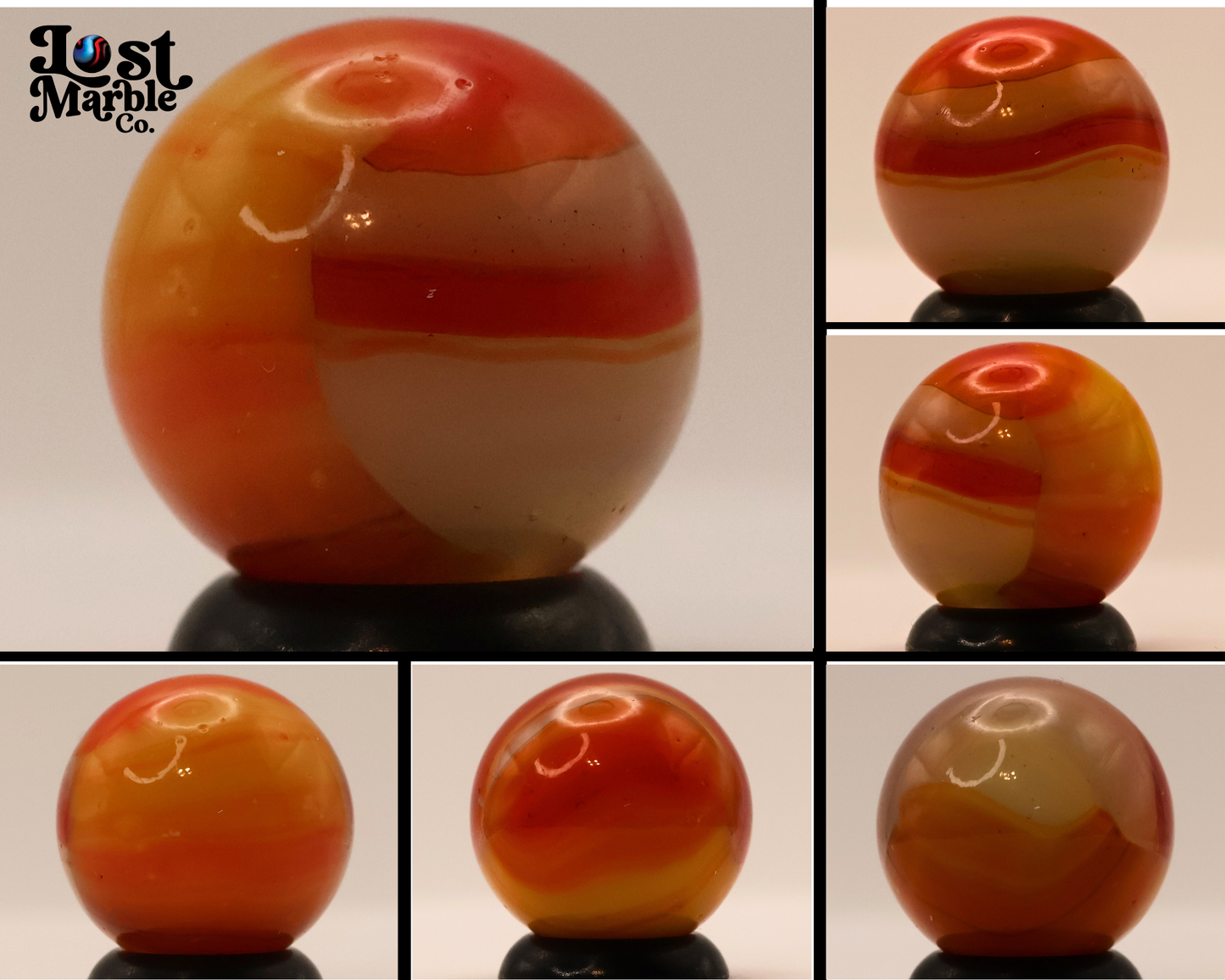 5/8" Akro Agate Patch Marble Orange & Red NM+