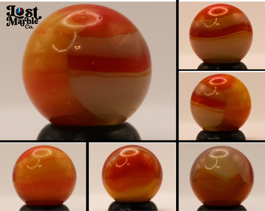 5/8" Akro Agate Patch Marble Orange & Red NM+