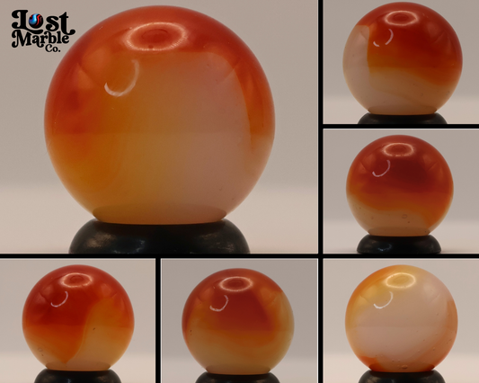 5/8" Akro Agate Patch Marble unusual orange & red M-