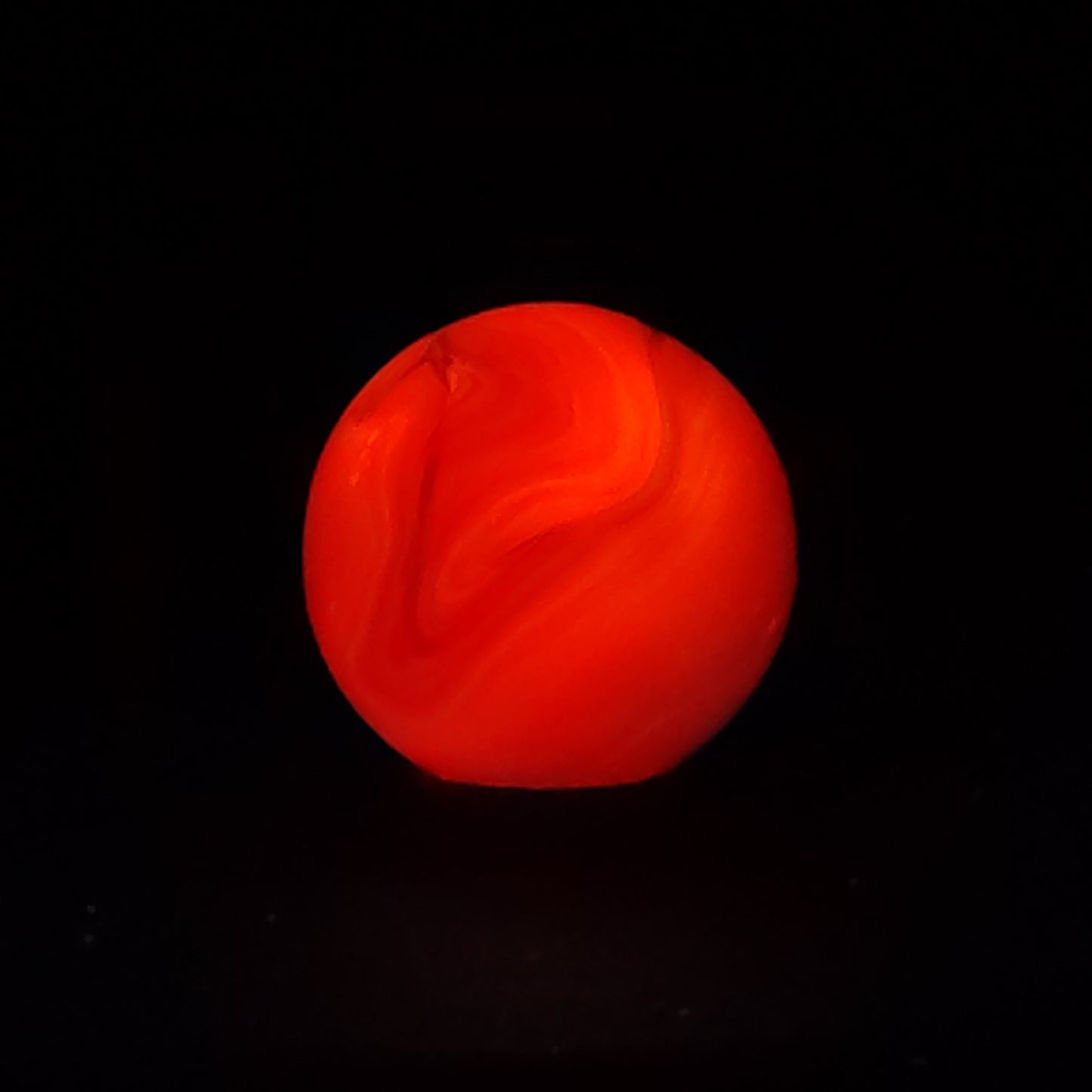 5/8" Transparent Clear Base Marble w/ thick orange ribbons UV NM+