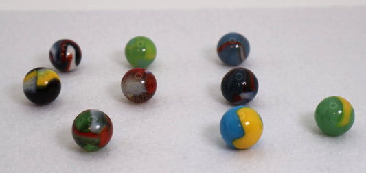 9pk 5/8" Variety Mix Peltier Patches & Rainbo Marbles NM-M